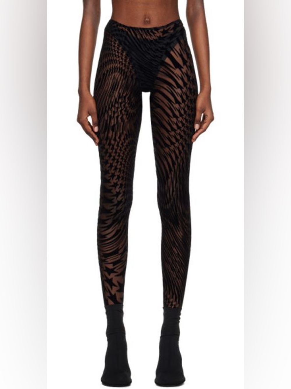 NWT Mugler Flocked Star Mesh leggings tights